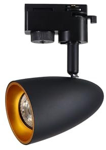 EDO OVO T Black Gold Stromschienenstrahler Deckenlampe 1-Phasen-Strahler Spotleuchte Dreh und schwenkbarer Schienen-Strahler GU10 Deckenleuchte LED Spot Schienensystem EDO777235 schwarz Goldring