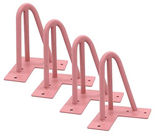 pingping1991 4 Stück Haarnadel Tischbeine,3-Stange Haarnadelbeine aus Metall Möbelfüße Hairpin Tischbeine Möbelbeine Tischzubehör DIY,für Esstisch Couchtisch Schrank Stuhle (20cm(8in),Rosa)