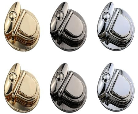 DNDGDLUA 6 Stück Taschenverschluss Steckschloss für Handtaschen Taschen Drehverschlüsse Metall Verschlüsse Push Lock Set Rostfrei Catch Tuck Lock für Leder Tasche Portemonnaie Geldbörse DIY, 3 Farben