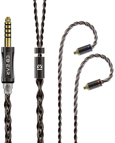 KBEAR ST7 HiFi In Ear Cable con cable para auriculares intrauditivos Cable de actualización 4N 4 núcleos OFC IEM Cable QDC para EDXPRO ZSNPRO ZSNPROX ZS10PRO ZS10PROX AS16 WAN'ER (4,4 mm, MMCX, negro)