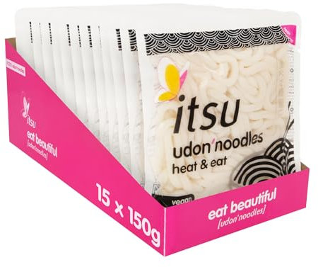 itsu Udon Noodles 150g | Japanese-Style Wheat Noodles | Restaurant Quality | Pack of 15