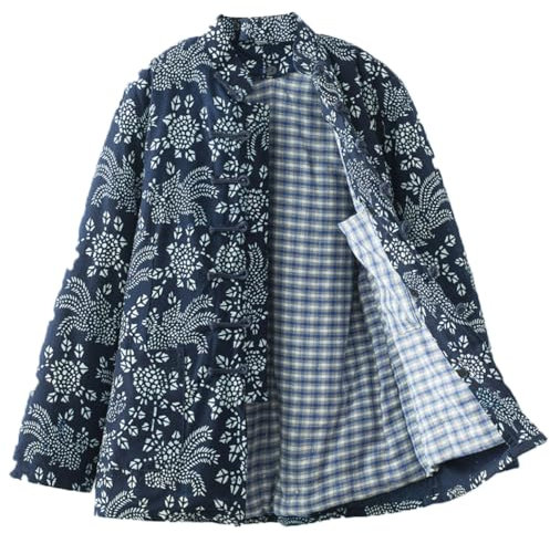 GVILTY Hiver Warm Blue Tang Suit Vêtements Traditionnels Chinois, Femme Kung Fu Clothing Tops Tangzhuang Martial Art Veste M Manteaux à Manches Longues Coton Tai Chi Vêteme A-M