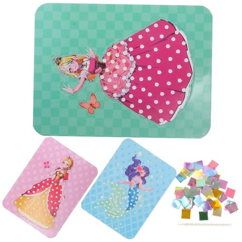 CHILDWEET 1 Satz Prinzessin -zeichnung Prinzessin-anziehpuzzle Stoff Stochern Kunst Diy Diy-kreuzstiche Prinzessinnen-stickerbuch Diy -zeichnung Werkzeug Gewebe Kind Dreidimensional