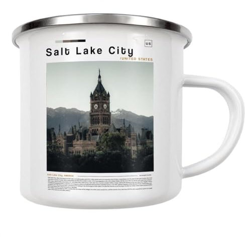 artboxONE Emaille Tasse Zeitungscover von Salt Lake City von Paul Rommer - Emaille Becher Stdte