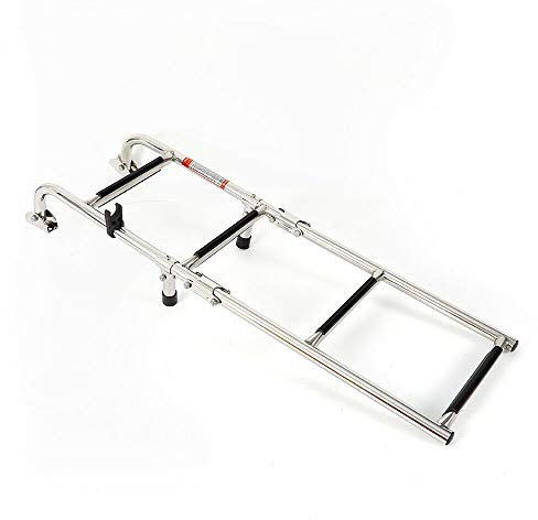 LANNADD Boarding Ladder, 4 Steps Stainless Steel Foldable Boat Ladder, Swimming Ladder Boat Ladder Ladder Boat Yacht Telescopic Boarding Ladder Stainless Steel Extendable Foldable Under