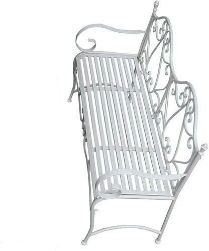 CAFIEDR Outdoor GThe Rasenbank, Terrassensitz, langlebige Parkbank aus Gusseisenmetall, einfache Kombination aus Tisch und Stuhl für Cafés, Balkone (weiße Bank)
