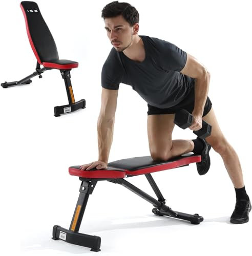 ISE Verstellbare Hantelbank, faltbare Trainingsbank für Heim-Fitnessstudio, robuste Mehrzweckbank, 362,9 kg Trainingsbank für Ganzkörper-Fitness