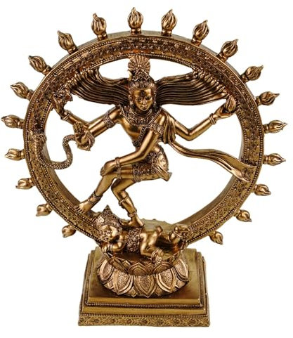 Kremers Schatzkiste Tanzender Shiva Nataraja 25 cm Goldene Hindu Skulptur Statue Dekofigur Gott Tanz Polyresin Spirituelle Dekoration Indische Figur Buddhismus Ornament Detailgetreue Verarbeitung