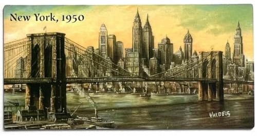 VALDEIG Kühlschrankmagnet - New York City 1950 - Magnet NYC Amerika Souvenir USA Bild Kühlsschrank Magnete Kühlschrankmagnete Magnetkühlschrank Deko Brooklyn Bridge NY nähe Freiheitsstatue, P