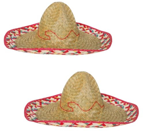 Karnevalsteufel Sombrero-Set Mexikanerhüte in bunten Farben mit rotem Rand (2)