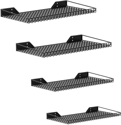 WALMANN Étagère murale de garage, 4 étagères de rangement murales pour garage, placard, buanderie, étagère murale robuste, peut supporter jusqu'à 29,5 kg (noir, 4 étagères)