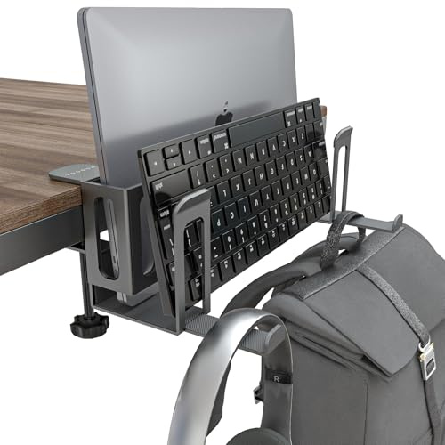 NODOCA Supporto verticale per laptop a 2 scomparti, supporto verticale per laptop, supporto verticale per MacBook, HP, Dell [L, nero]