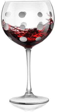 Joeyan 700ml Verres Ballon à Gin Tonic, Gravés à la Main avec Motif Pois Goblet, Verres à vin Blanc Rouge à Pied, Verre a Cocktail, Lavable au Lave-vaisselle, Dégustation Vin, Mariage, Anniversaire