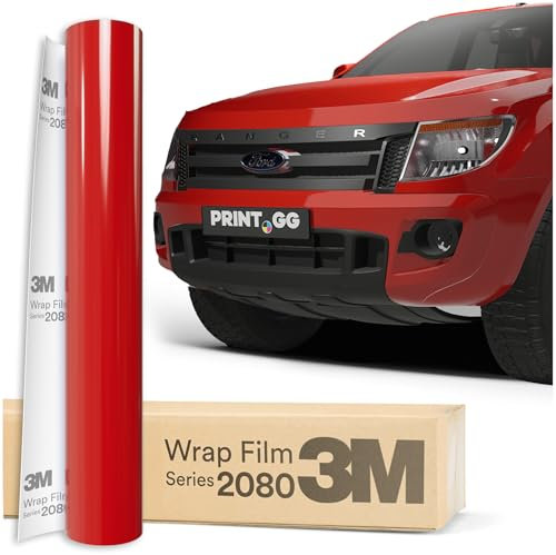 PRINT.GG Autofolie 3M 2080 Glänzendes Hot Rod Rot G13, 152 x 60 cm, Selbstklebende Vinyl Car Wrapping Folie, Robuste Lackschutzfolie für Auto, Motorrad, Boot, Fahrrad