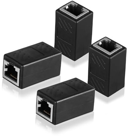 RJ45 Coupler, 4Pieces 10Gbps High-Speed Shielded Ethernet Extension Adapter Network Connector for Cat7/Cat6/Cat5e/Cat5, Female to Female Network Extender Joiner (Black)