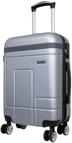 Trendyshop365 Handgepäck klein Hartschale Genf 55cm 40 Liter 4 Rollen (Silber)