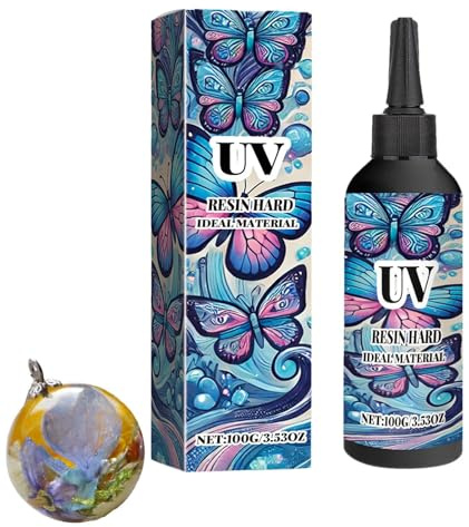 Mimoqk Hartkleber aus UV-Harz, UV-Harz, transparent, harter Kleber mit UV-Epoxidharz, transparent, hart und glänzend, transparent, für Schmuckherstellung