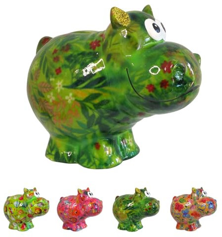 netproshop Spardose Nilpferd aus Keramik Pomme Pidou ca. 14 x 9 x 12 cm Größe S, Auswahl:Forest