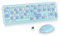 SbocKeeb Blue Keyboard and Mouse Wireless, Full-Size Cute Typewriter Silent Colorful Keyboard Mouse Combo 2.4G Cordless Connection, American QWERTY for Desktop, Laptop 666-Blue