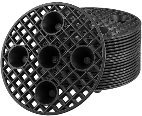 SEUNMUK 20 PCS Black Plant Level Pot Elevator, 20 CM Round Plastic Plant Stand, Flower Pot Holder for Indoor Outdoor Gardens