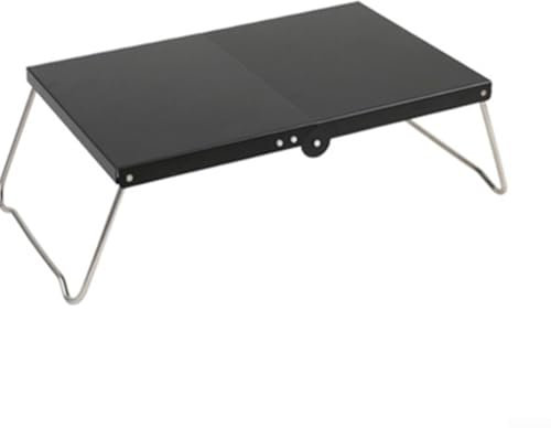Tavolo pieghevole da campeggio, portatile, pieghevole, in lega di alluminio, per fornello a gas, per campeggio, escursionismo, picnic, barbecue in giardino (nero)