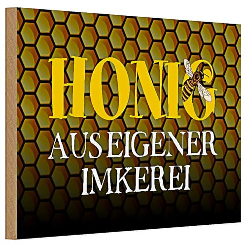 Holzschild 'Honig aus eigener Imkerei' | Dekoratives Schild für Imker und Naturfreunde | 20 cm x 30 cm