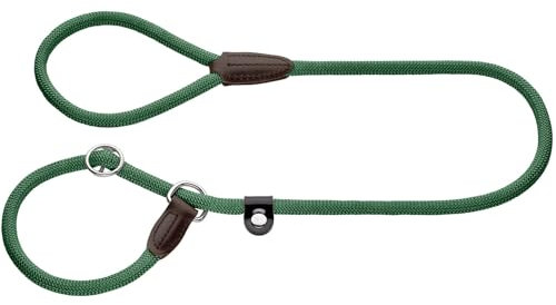 HUNTER Retriever-Hundeleine Freestyle, Farbe: dunkelgrün, integrierte Halsung, stufenlos verstellbar, witterungsbeständig, pflegeleicht, griffig, Robustes Tau mit Ledertipps, Größe: 10/120