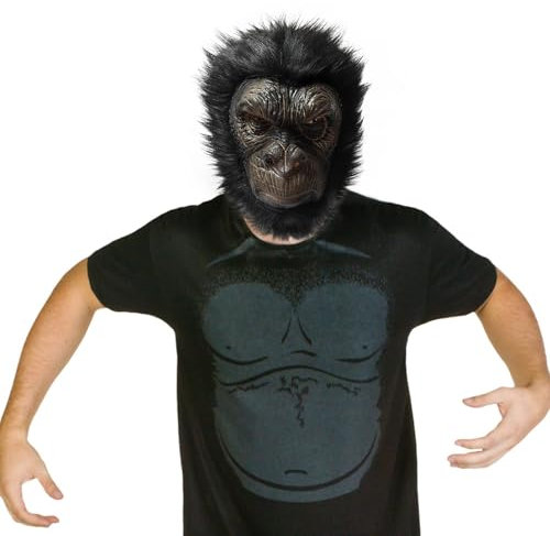 Masque de Gorille Masque de Singe d'Halloween Couvre-Chef Masque d'animal Drôle Masques Gorilles Singe Réaliste en Latex Chimpanzé Animal Tête Déguisement pour Halloween Carnaval Fête Costumée