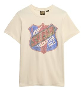 Superdry Herren Gasoline Graphic T-Shirt in lockerer Passform Reisweiß XXL