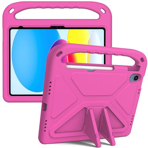 Housse de protection pour tablette Compatible with iPad 10th Generation 10.9 inch 2022 Case Shockproof Light Weight Handle Stand Protective Case Scratch Resistant Made of Kid-Friendly for Kids EVA She