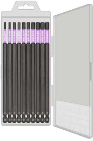 KELSON 10pcs Hex Drive 150mm Impact Rated Screwdriver Bit Set V1 with Storage Case Extra Long 1/4 Universal