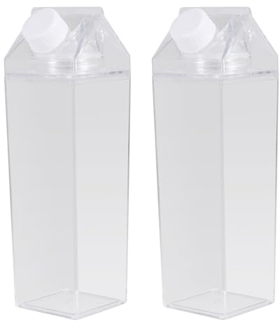 Steowsey 2 STÜCKE Klare Quadratische Milch Saft Wasser Flasche Tragbarer Plastik Becher Milch Karton Wasser Flasche Draussen Camping Trinken Wasser Becher B