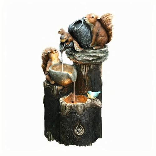 Fuente de agua alimentada por energía solar para interiores y exteriores, estatua de paisaje acuático con luz LED, fuente jardin solar，fuente de estatua de pato de resina para decoración de patio