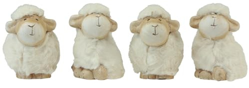 Viana Osterdeko Schaf Keramik Figuren Set Creme 9,5×6×9cm 4 Stk Dekoration Ostern, 4 Stück