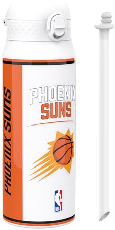 NBA Phoenix Suns Sports Thermal Water Bottle with Removable Straw, 750ml/24oz, Leak-Proof Insulated Drinking Bottle, Easy to Open, Secure Lock, Dishwasher Safe, Flip Cover, Metal Bottle