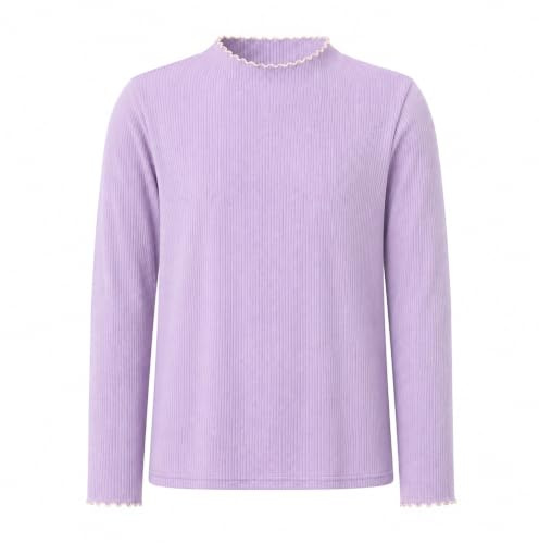 Tokeya Maglia Termica Bambina Manica Lunga Tinta Unita Base Layer 7-13 Anni | Mezzo Collo Alto, Volant, Slim Fit, Ragazza Termico Maglietta Top, Morbido Comodo Casual Pullover T-Shirt, Autunno Inverno