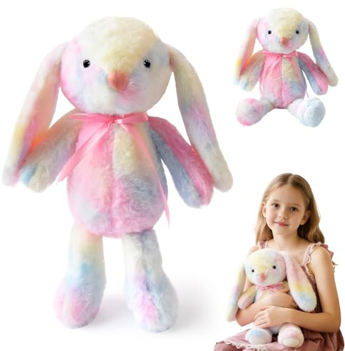 Bunny Teddy,Rainbow Bunny Teddy Plush Toy,Pink Teddy-Rabbit,Soft Plush Bunny,RabbitTeddy for Kids,Cuddly Toys For Girls,Bedtime Companion,Travel Friend,Unique Easter Gift or Birthday Present