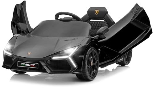 LALAHO Auto elettrica per bambini LAMBORGHINI REVUELTO 12 V (Nero)