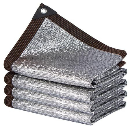 Rete Parasole in Alluminio Riflettente | 4x12m blocco 99% raggi UV telo isolante termica tessuto ombreggiatura esterno | Angoli Rinforzati,per terrazzo,balcone, giardino,auto