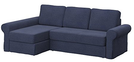 Soferia Kompatible Ersatzbezug fur BACKABRO 2er-Sofa mit Recamiere, Stoff Naturel Navy Blue (FLECKENBESTÄNDIG), Blau