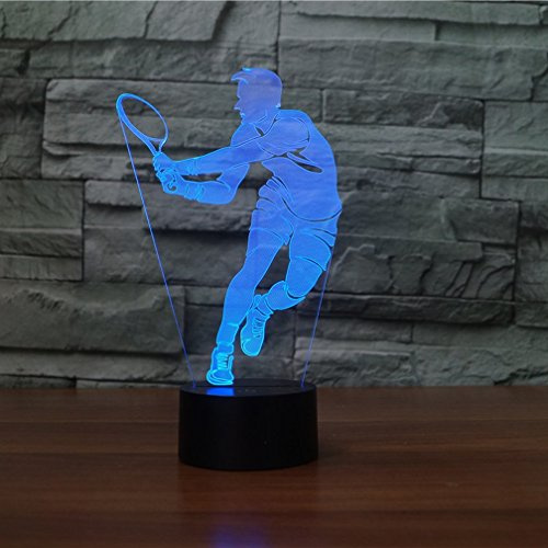 LED Lampe Nachtlicht,KINGCOO Magical 3D Visualisierung Amazing Optische Täuschung Touch Control Light 7 Farben ändern Schreibtischlampen für Kinderzimmer Home Decoration Best Geschenk (Herren Tennis)