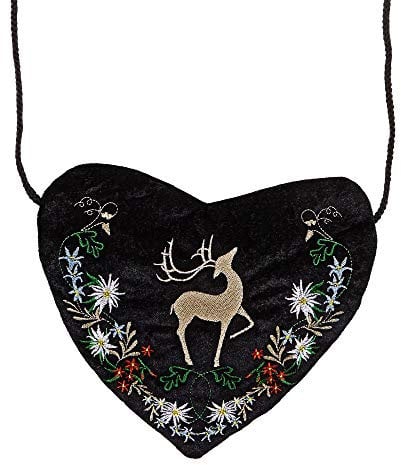 W WIDMANN MILANO Party Fashion 07793 - Bestickte Bayerische Herz Handtasche, Accessoire, Karneval, Mottoparty