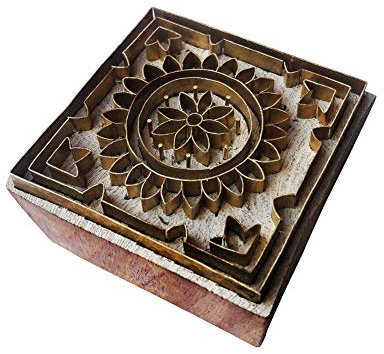 Royal Kraft Dekorativ Holz Stempel Messing Quadrat Muster Drucken Lehmblöcke