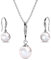 Nagel Jewellery Set Anhänger und Ohrhänger Glamour Pearl | 925 Sterling Silber | Vergoldet mit 18K Weißgold | Mit Perle und 5 Zirkonia Steinen | Kette 40 + 5 cm