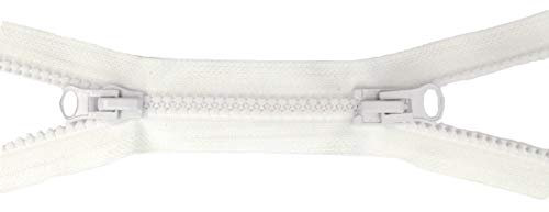 Jajasio 2 Wege Reißverschluss 95cm lang, 5mm Kunststoff Zweiwege Farbe: weiss