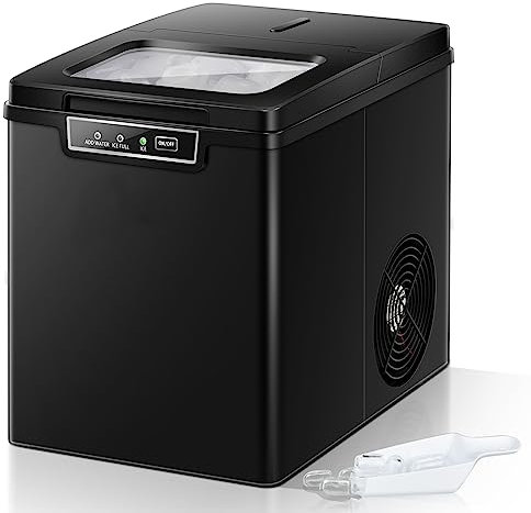 GOPLUS Eiswürfelmaschine, 12kg in 24 Std. Eiswürfelbereiter mit 2 Eiswürfel-Größen & Eiswürfelschaufel, 9 Eiswürfel in 6 Min., Ice Cube Maker mit 1,85L Wassertank & LED-Display, für Zuhause, Bar, Café