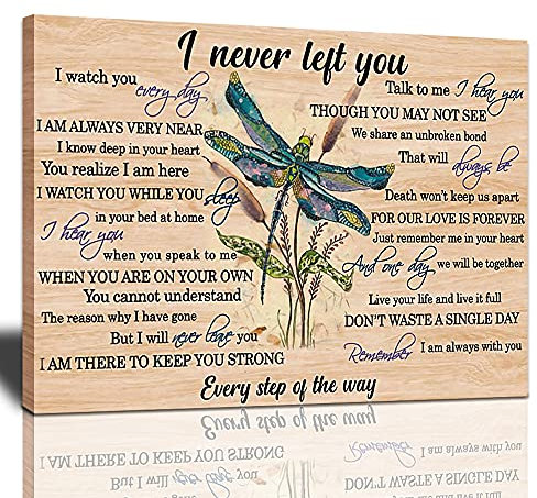 Dragonfly Decor Vintage Libelle Wandkunst, Motivierende und inspirierende Zitate Never Left You Boho Libellen To My Wife, Libelle Poster Lovely Gift Farmhouse Home Decor für Schlafzimmer Wohnzimmer