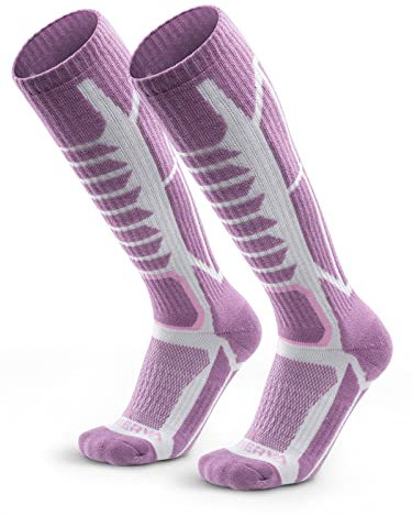 WEIERYA Damen Skisocken, Thermisch Gepolsterte Ski Socken für Skifahren, Snowboarden und Outdoor Wintersport, Lila 2 Paar(33-36)