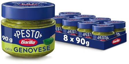 Barilla Sugo 8 Pesti alla Genovese da 90 g con Basilico Italiano e Parmigiano Reggiano DOP, Senza Glutine