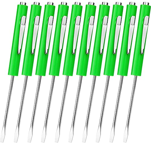 Honoson 10 Pcs Pocket Screwdriver Magnetic Slotted Flathead, Green